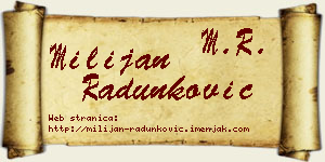 Milijan Radunković vizit kartica